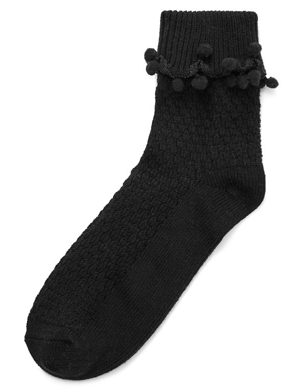 Pom-Pom Ankle High Socks Image 1 of 1