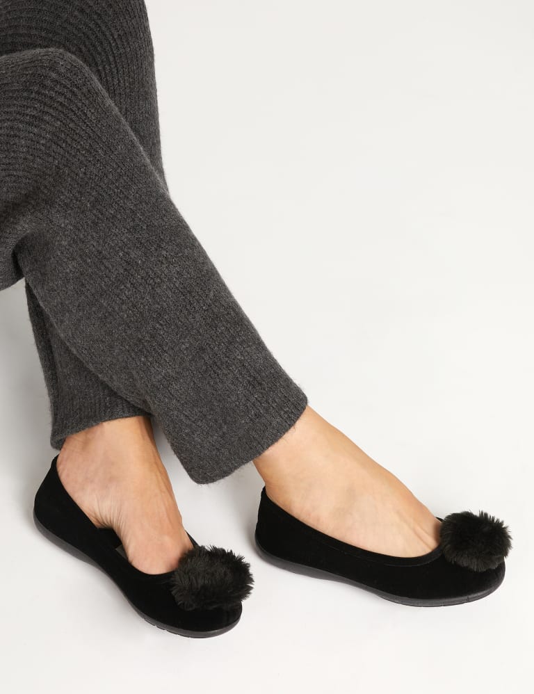 Ballet flats clearance with pom poms