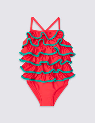 Pom Pom Frill Swimsuit (0-5 Years) Image 1 of 2