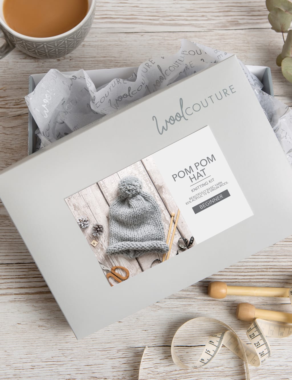 Pom Pom Hat Knitting Kit Wool Couture M&S