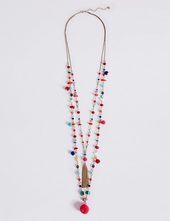 Pom Pom Layered Tassel Necklace Image 1 of 2