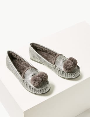 marks and spencer ladies moccasin slippers