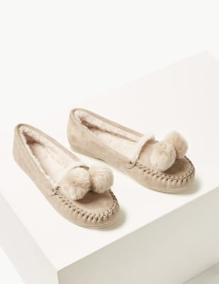 m&s moccasin slippers ladies