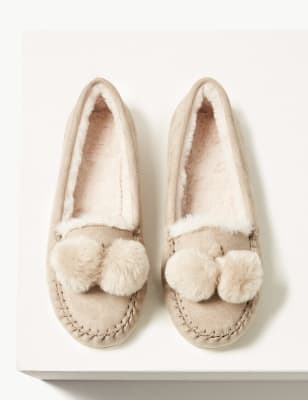 marks and spencer ladies moccasin slippers