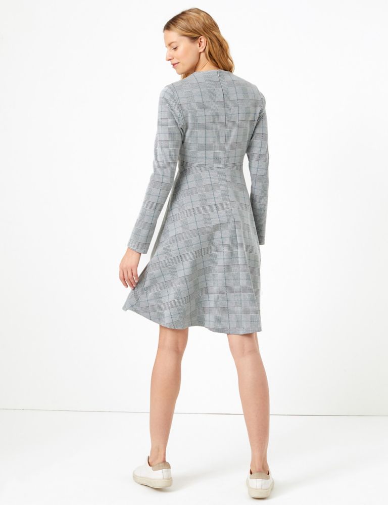 Ponte Checked Fit & Flare Dress 4 of 4