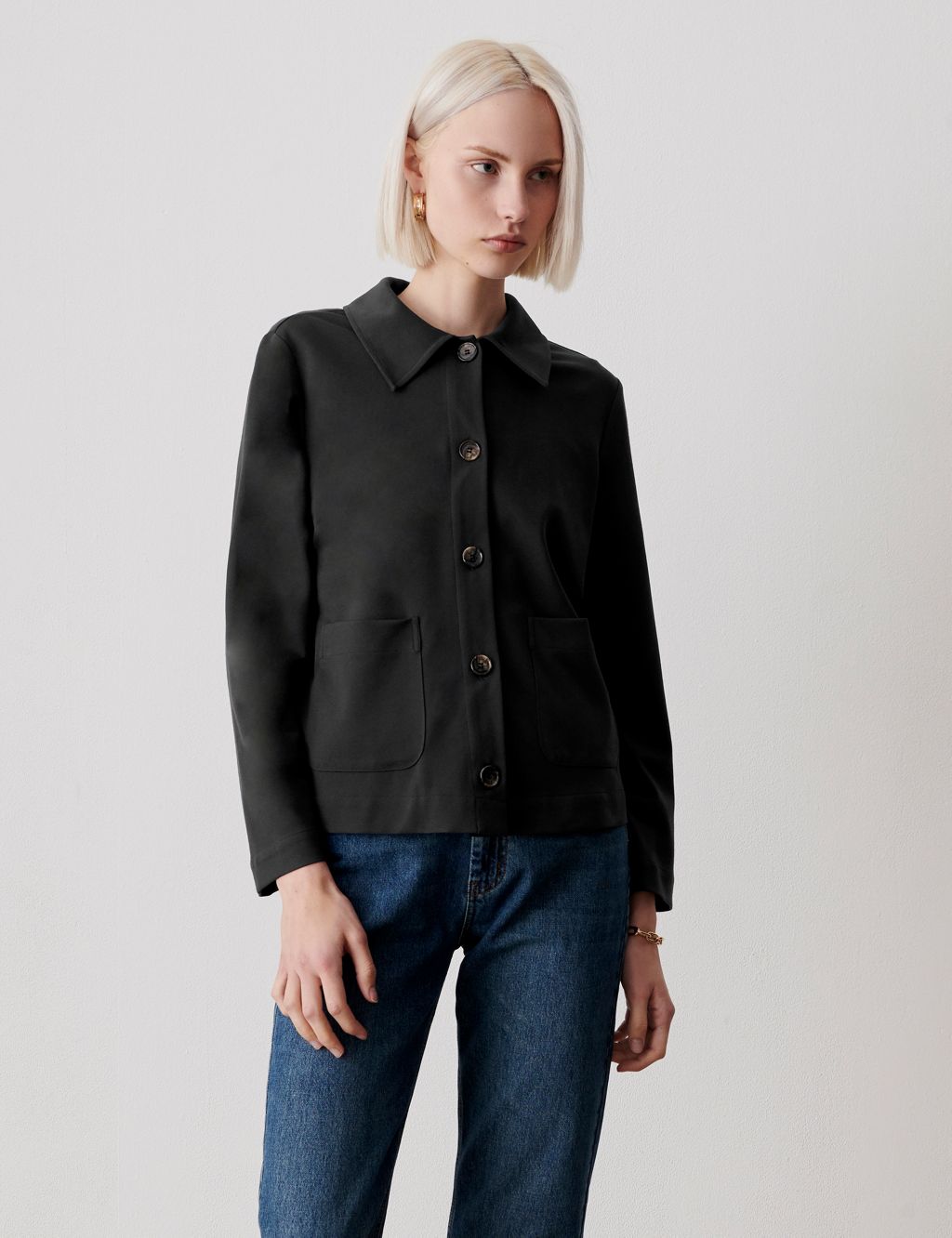 Ponte Jersey Collared Short Jacket | Finery London | M&S