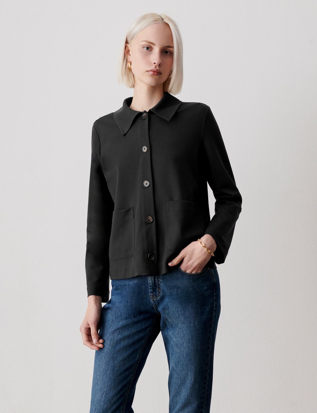 Ponte Jersey Collared Short Jacket | Finery London | M&S