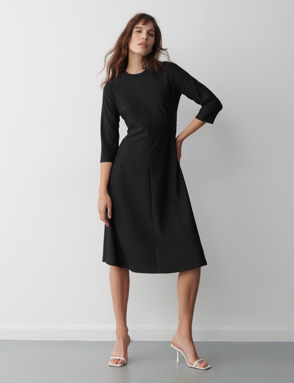 Swing curve hot sale midi dress