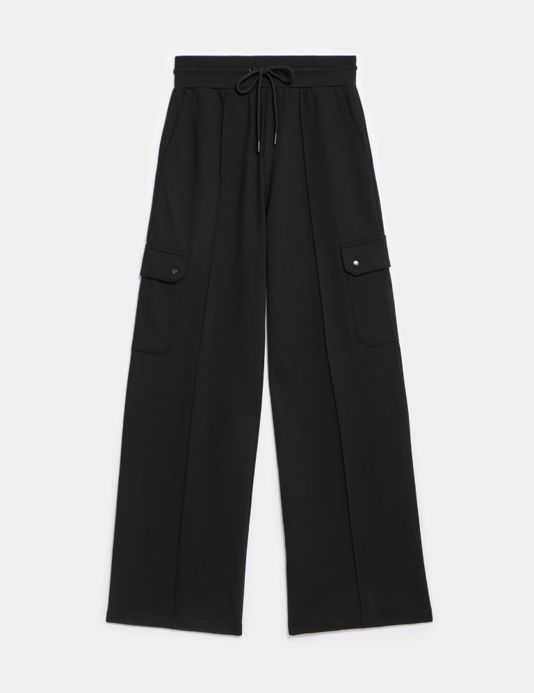 H&M+ Wide-leg Pants - Black/floral - Ladies