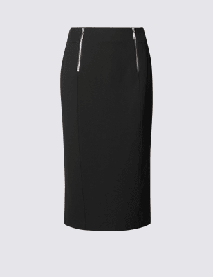 Ponte Zipped Side Spilt Pencil Skirt Image 2 of 3