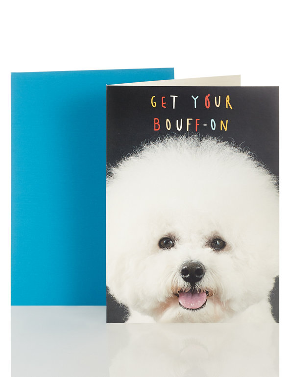 Poofy Bouff-on Dog Blank Card Image 1 of 1
