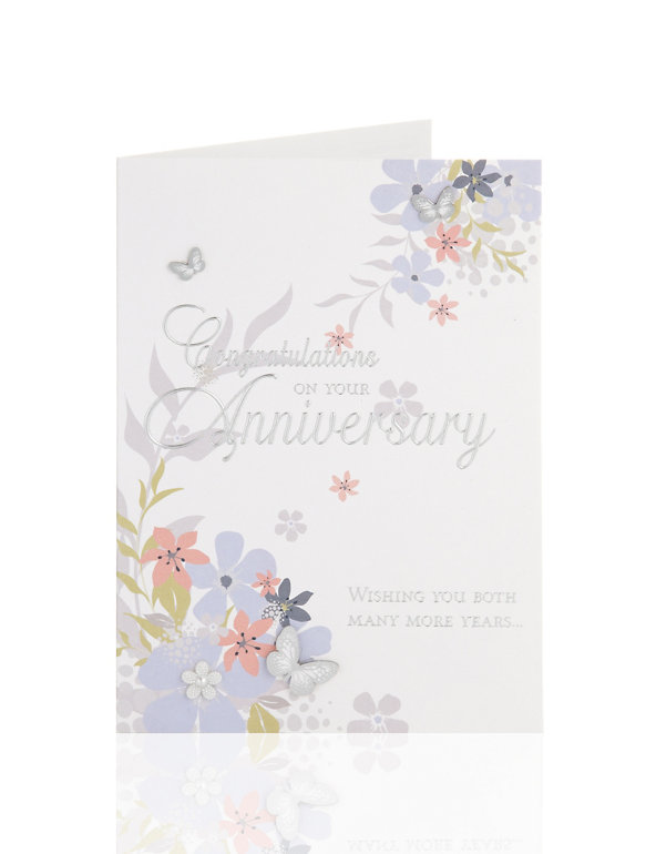 Pop Out Foil Butterflies & Flowers Anniversary Card Image 1 of 2