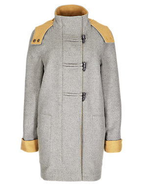 Posh Hooded Duffle Coat with Wool Image 2 of 3