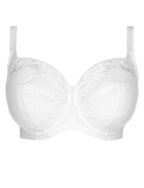 Post Surgery Oriental Leaf Embroidered Underwired Non-Padded Balcony DD-G Bra Image 2 of 5