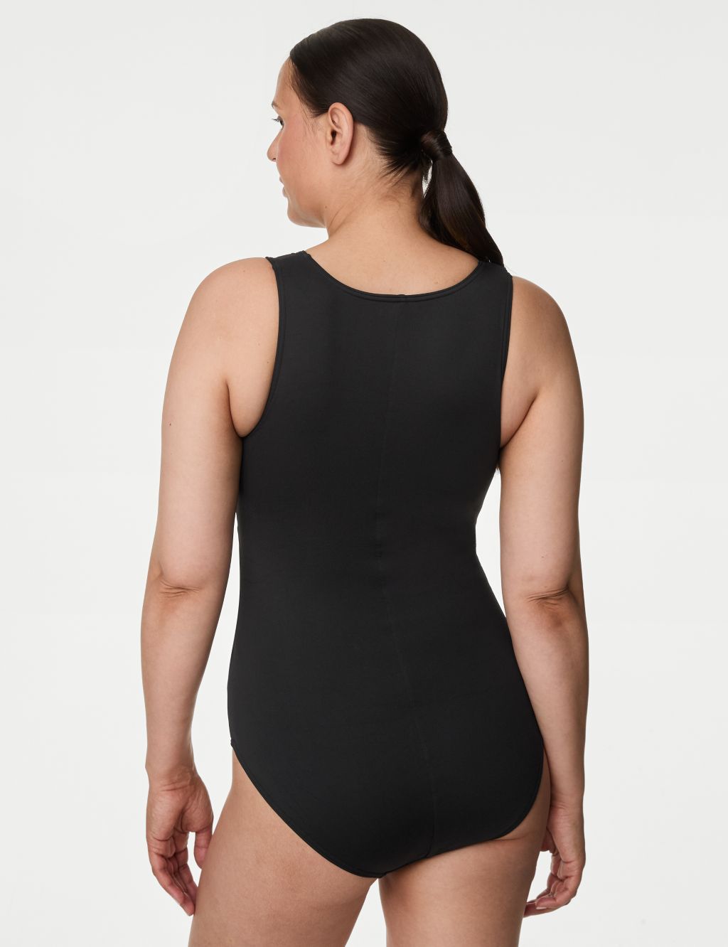 M&S Womens Post Surgery Tummy Control Belted Swimsuit - 16 - Black Mix,  Black Mix, £35.00