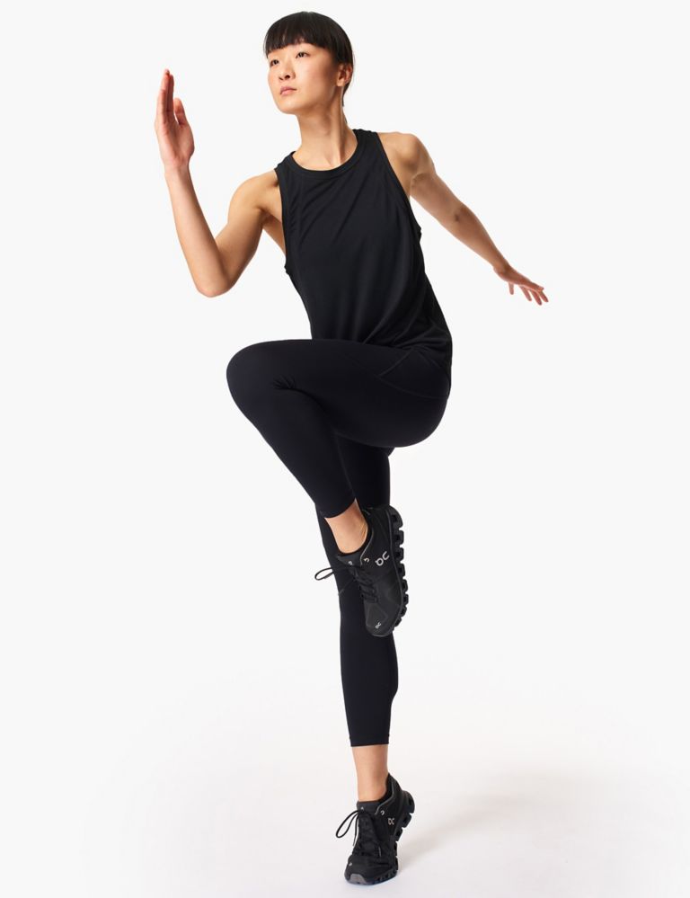 Power 7/8 Workout Leggings - Black Floral Stroke Print, Women's Leggings