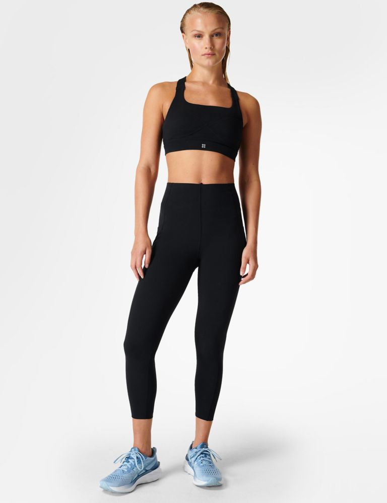 SWEATY BETTY High Shine Fitted Cropped Stretch-Woven Leggings in BLACK