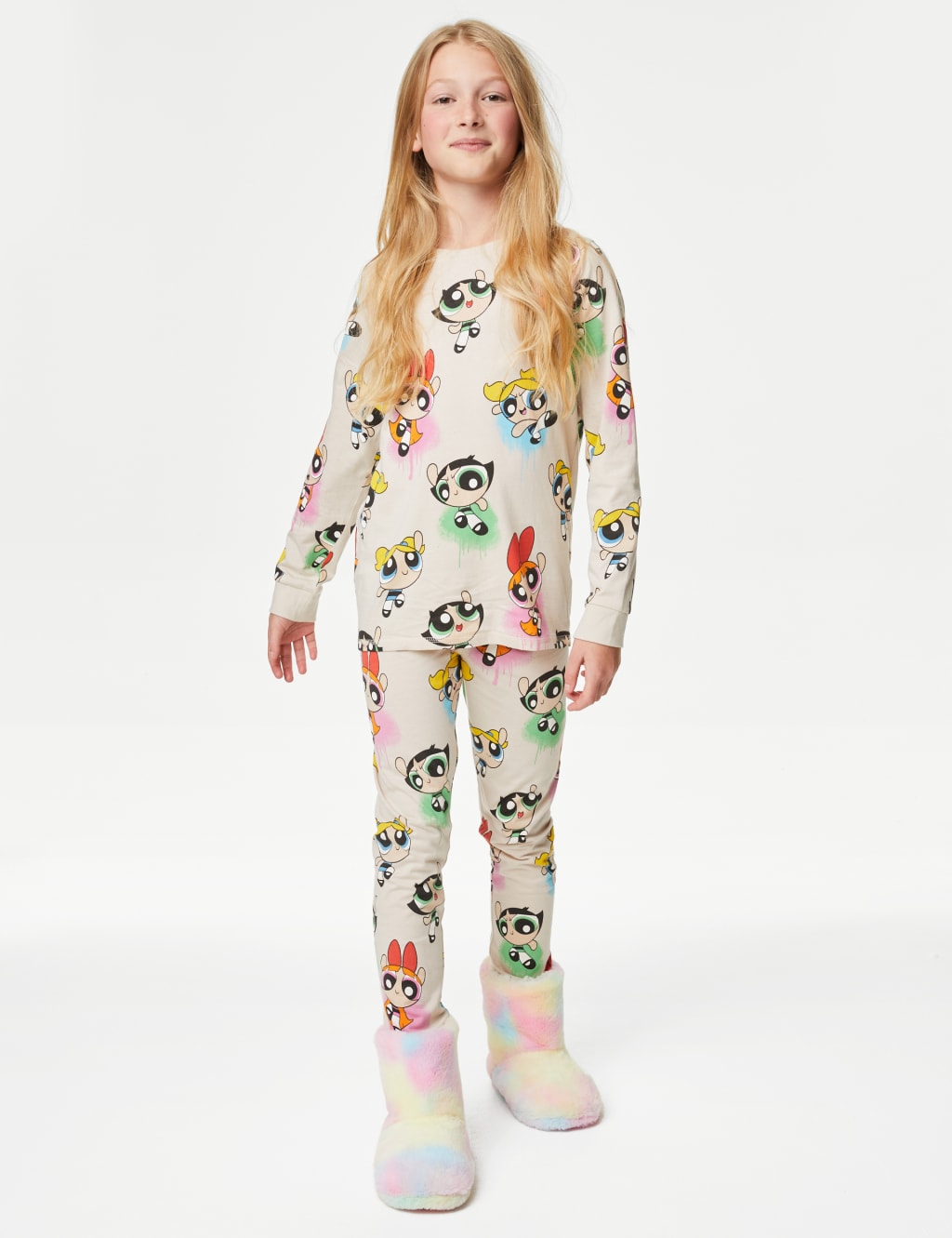 White Power Puff Girls Legging Pajama Set