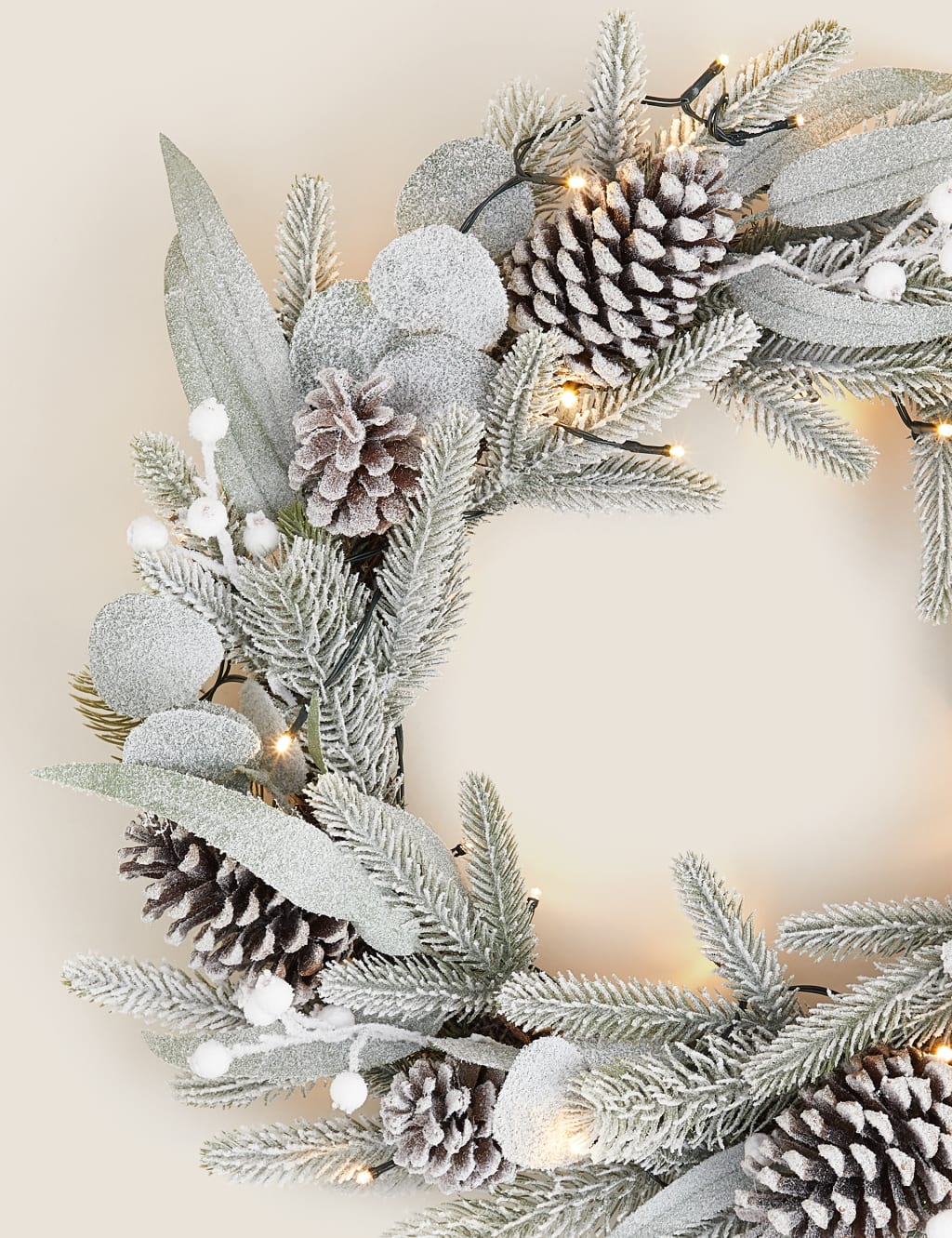 PreLit Snowy Pine Wreath M&S Collection M&S