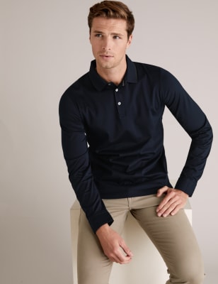 m&s long sleeve polo shirt