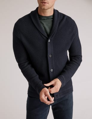 Cotton shawl collar cardigan sale