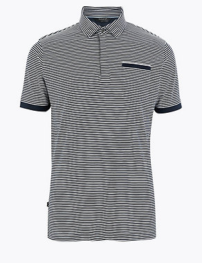 Premium Cotton Slim Fit Striped Polo Shirt Image 2 of 4