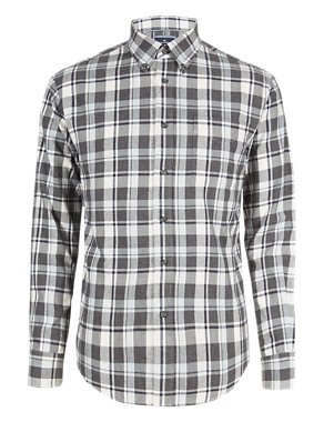 Premium Pure Cotton Checked Thermal Flannel Shirt Image 2 of 6