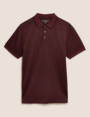 Premium Pure Cotton Striped Polo Shirt Image 2 of 4