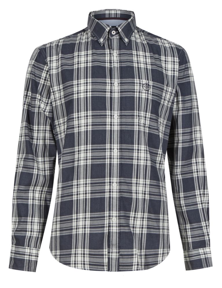 Premium Pure Cotton Tailored Fit Checked Shirt 2 of 4