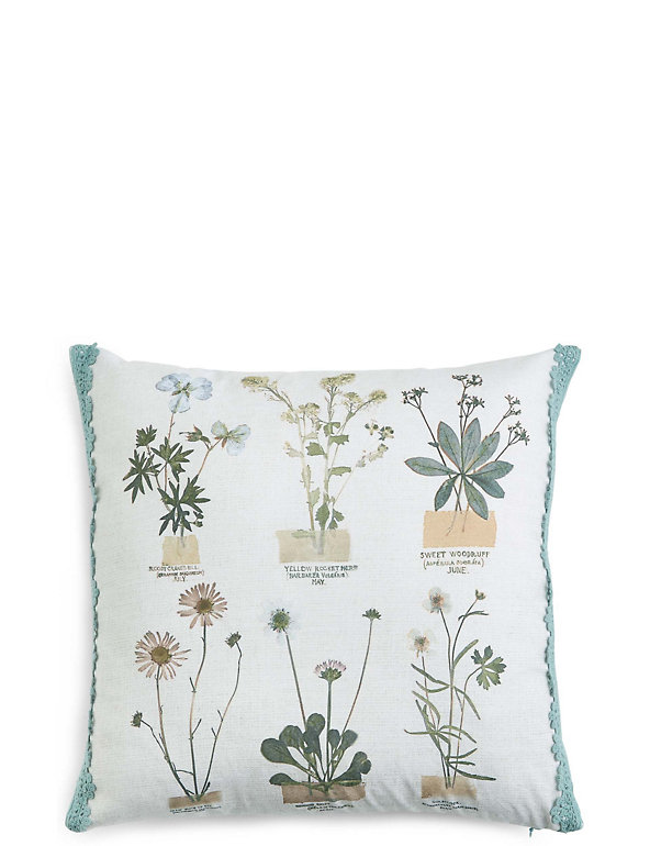 Pressed Floral Print Cushion Image 1 of 2