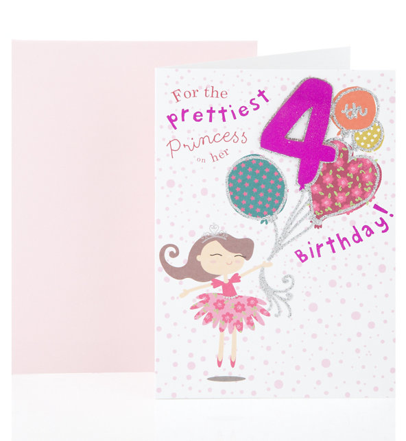 Prettiest Princess Age 4 Birthday Greetings Card | M&S