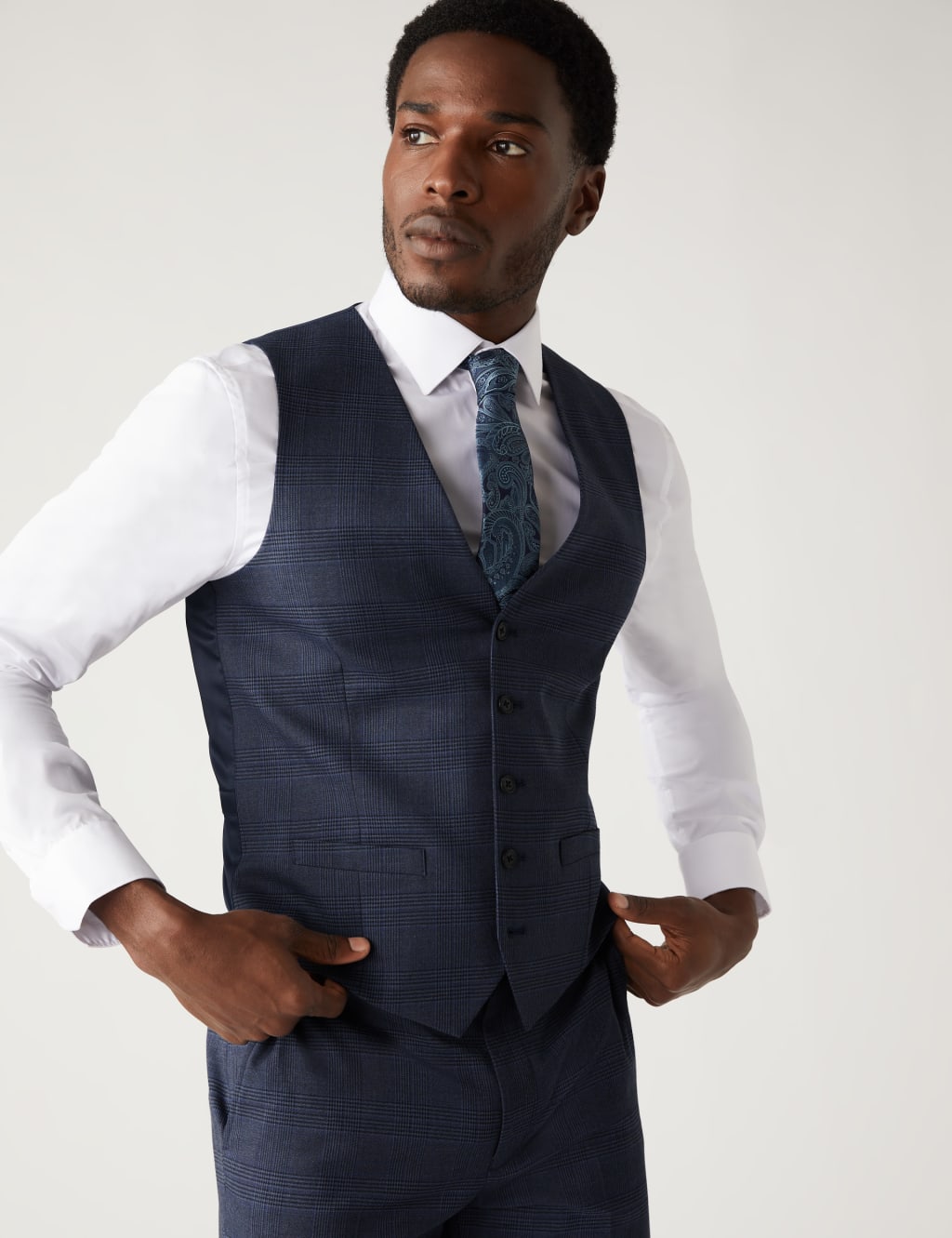 Prince of Wales Check Stretch Waistcoat | M&S Collection | M&S