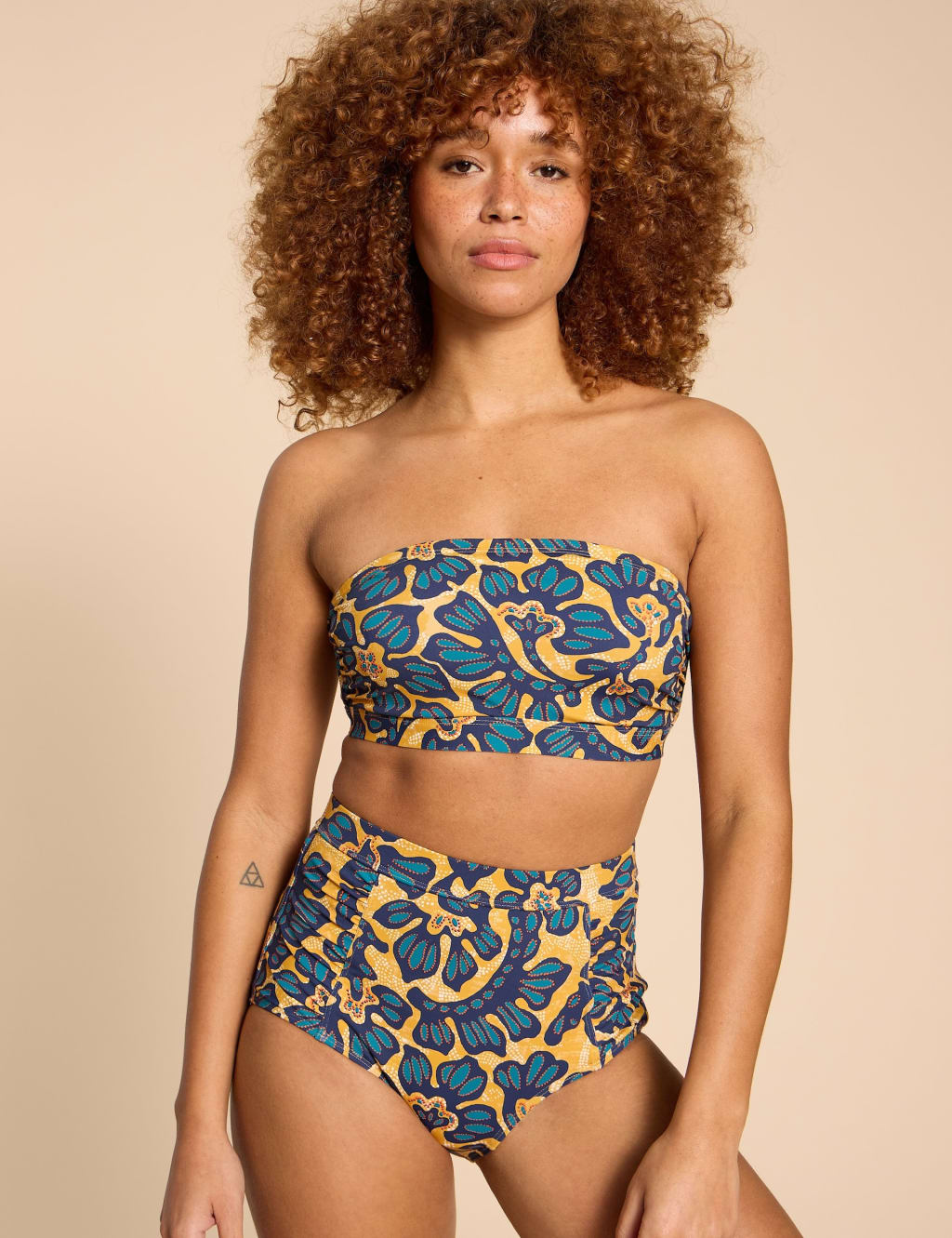 Printed Bandeau Bikini Top White Stuff M S