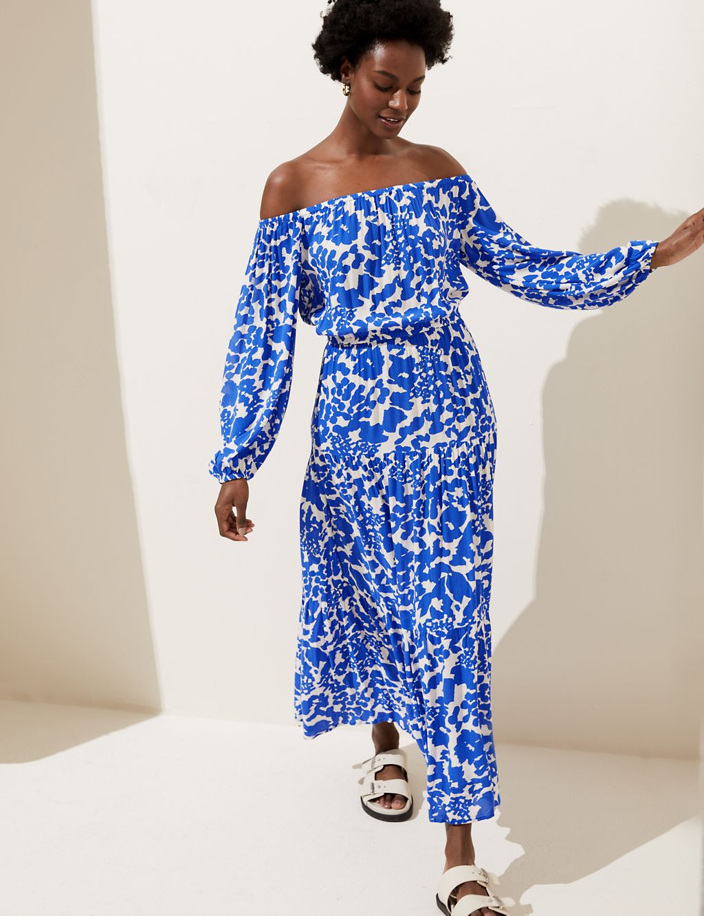 Printed Bardot Maxi Dress | M&S Collection | M&S