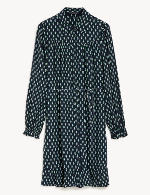 Printed Belted Mini Shirt Dress Image 2 of 6