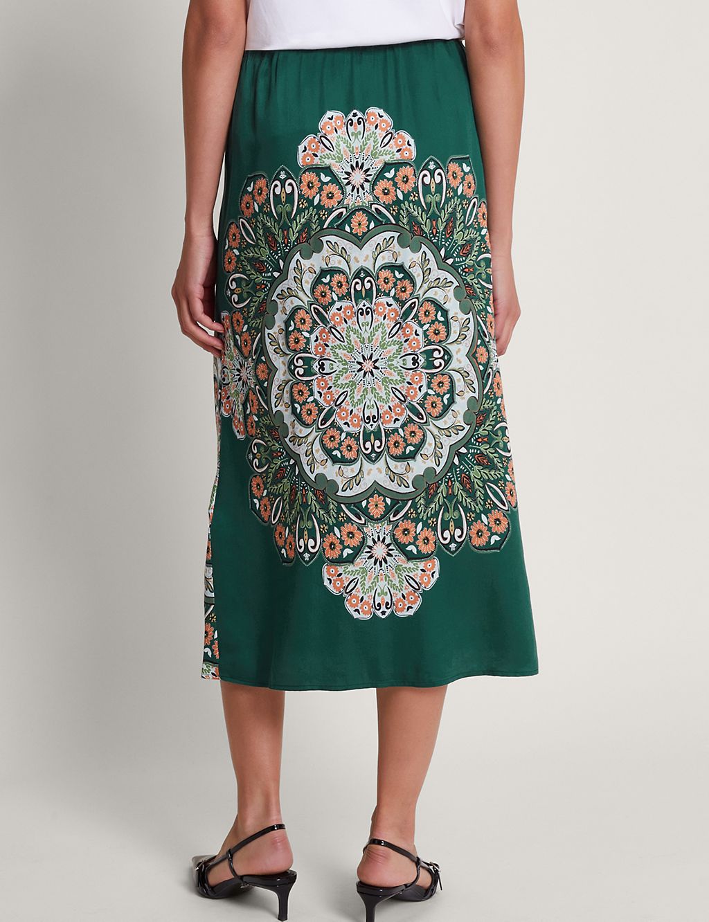 Printed Button Front Midi A-Line Skirt 2 of 4