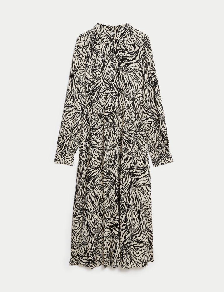 Printed Button Front Midi Shirt Dress 3 of 5