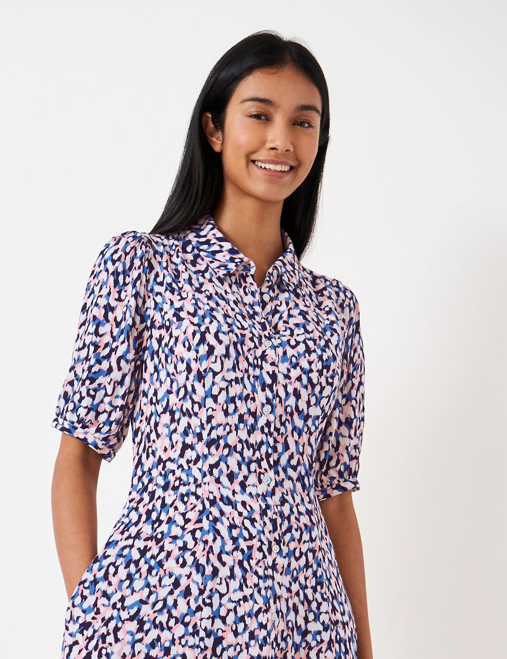 Printed Button Through Midi Shirt Dress | Crew Clothing | M&S