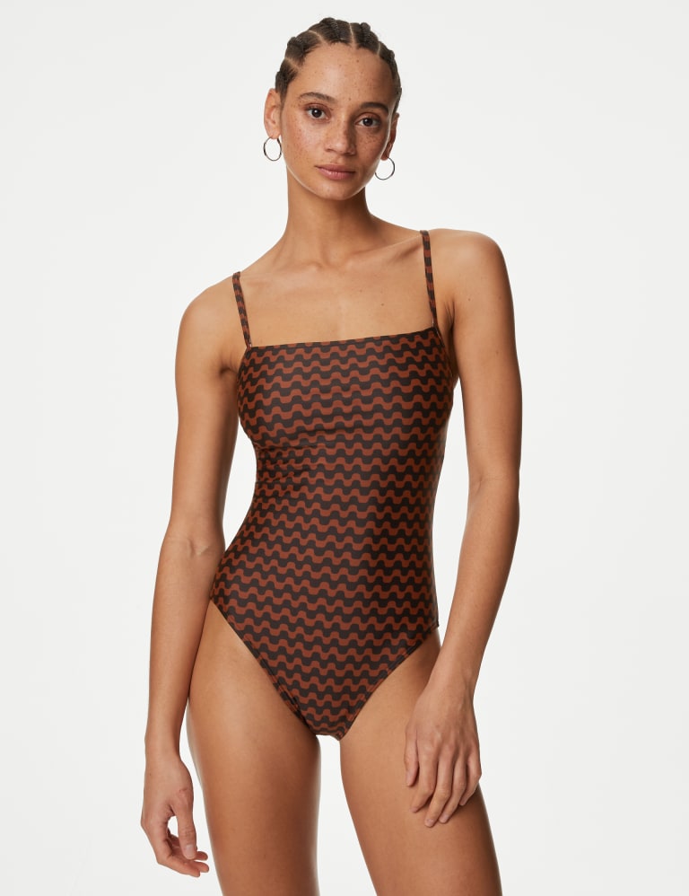 Tummy Control Printed Wrap Swimsuit