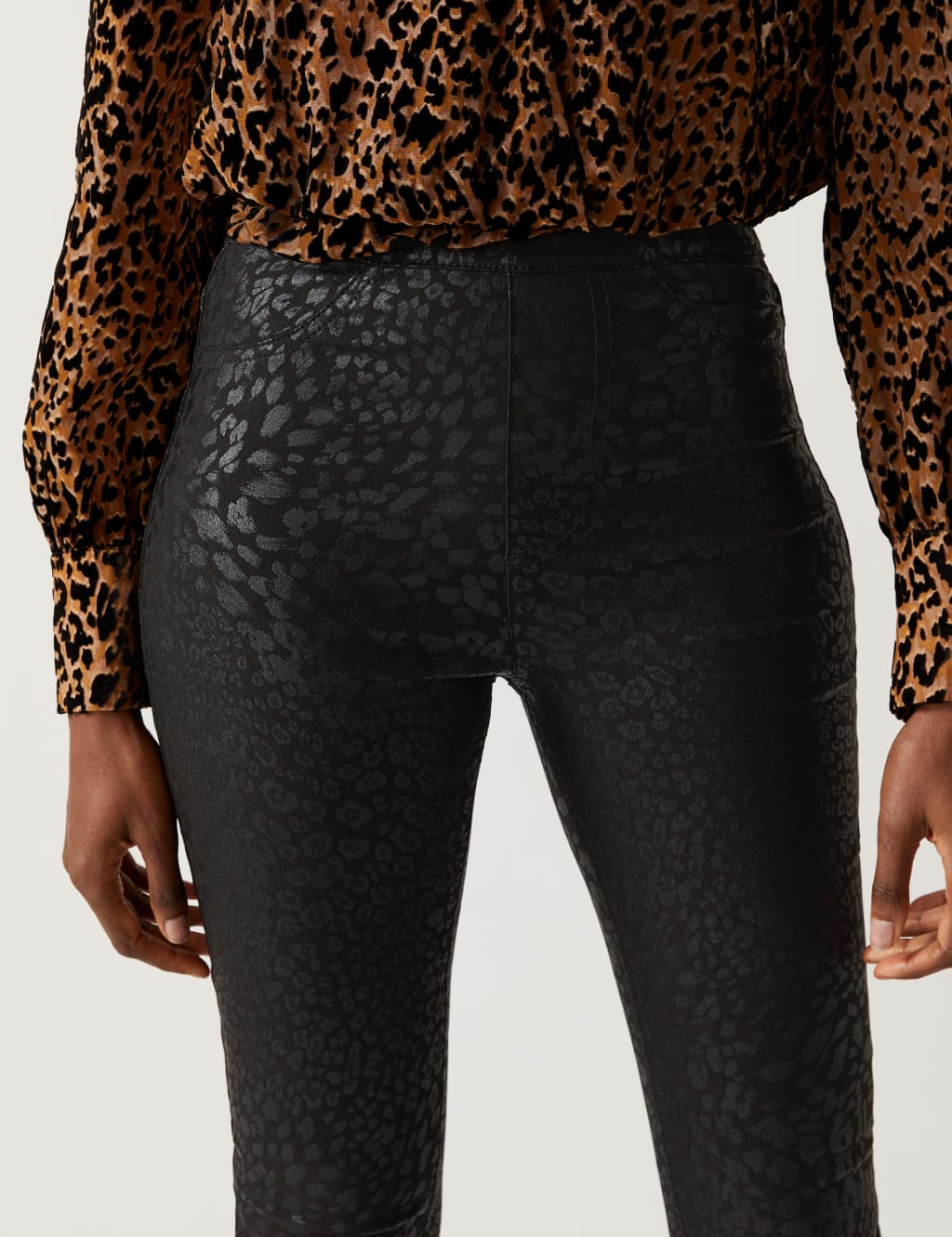 Printed Coated High Waisted Jeggings M&S Collection M&S