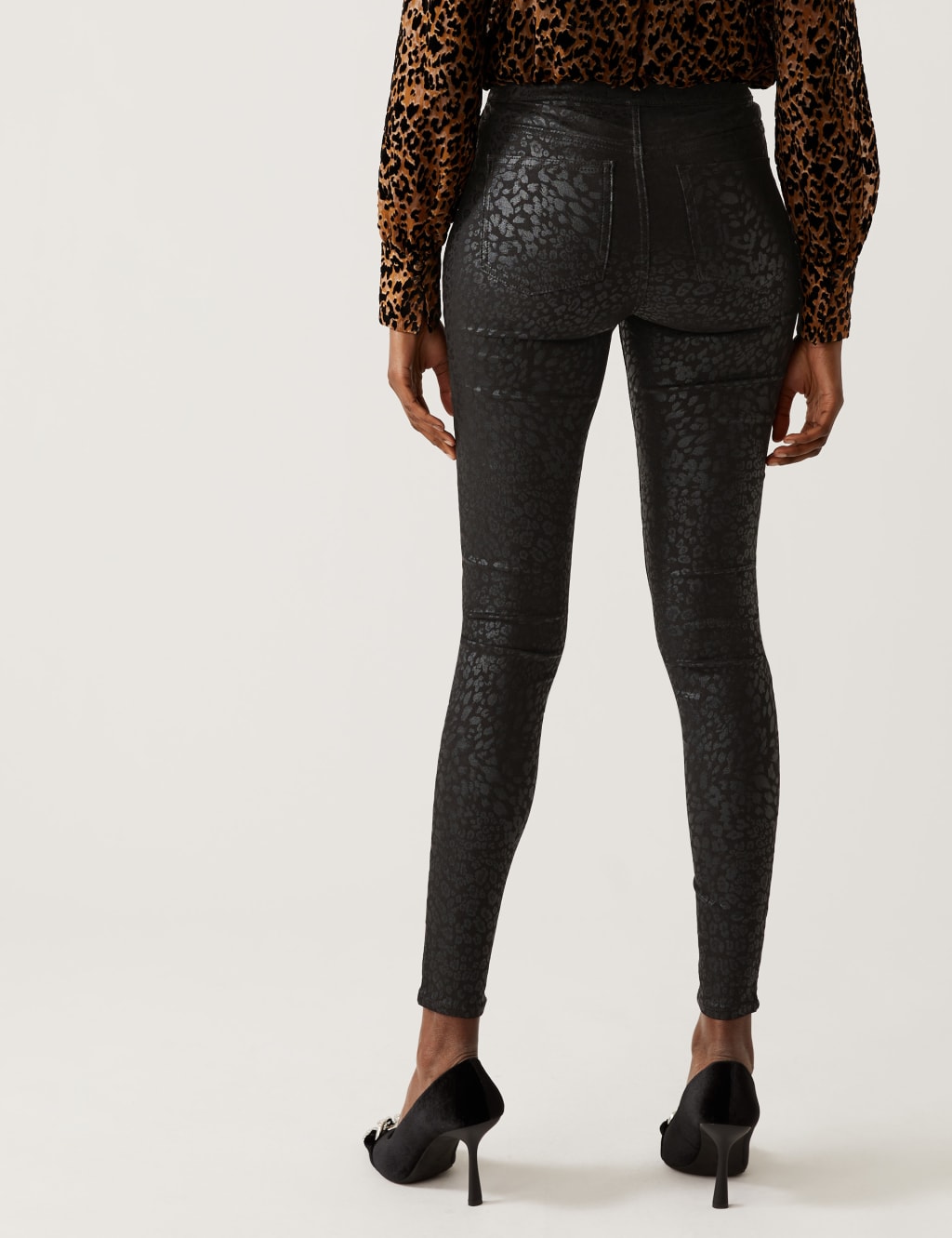 Printed Coated High Waisted Jeggings M&S Collection M&S