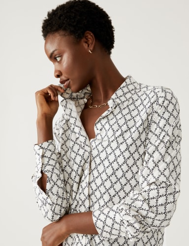 Printed Collared Long Sleeve Shirt 1 of 6