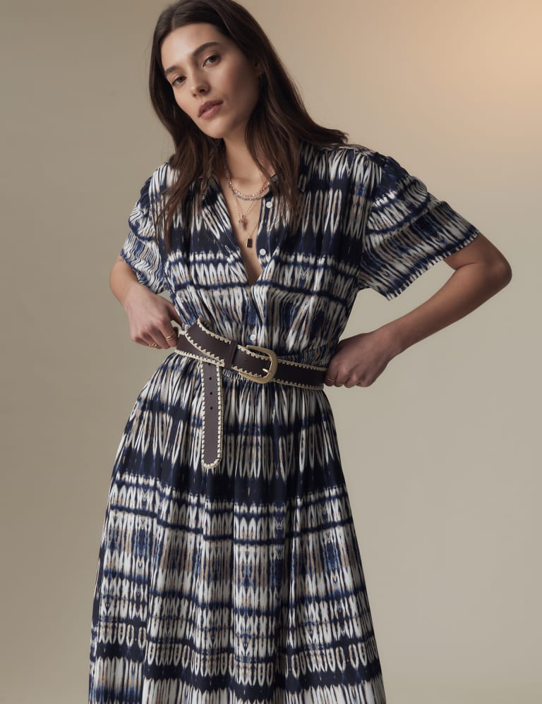 Printed Collared Midaxi Shirt Dress 1 of 5