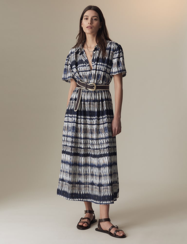 Printed Collared Midaxi Shirt Dress 3 of 5