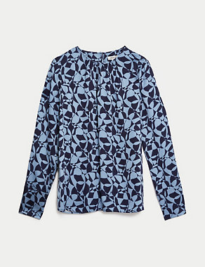 Printed Crew Neck Blouse Image 2 of 7