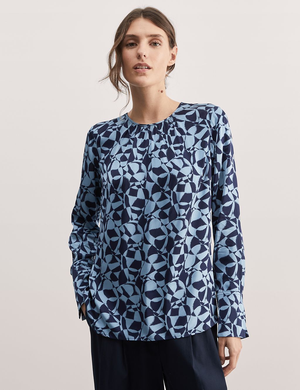Printed Crew Neck Blouse 2 of 7