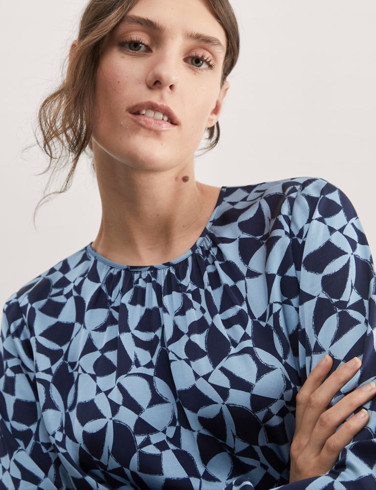 Printed Crew Neck Blouse 5 of 7