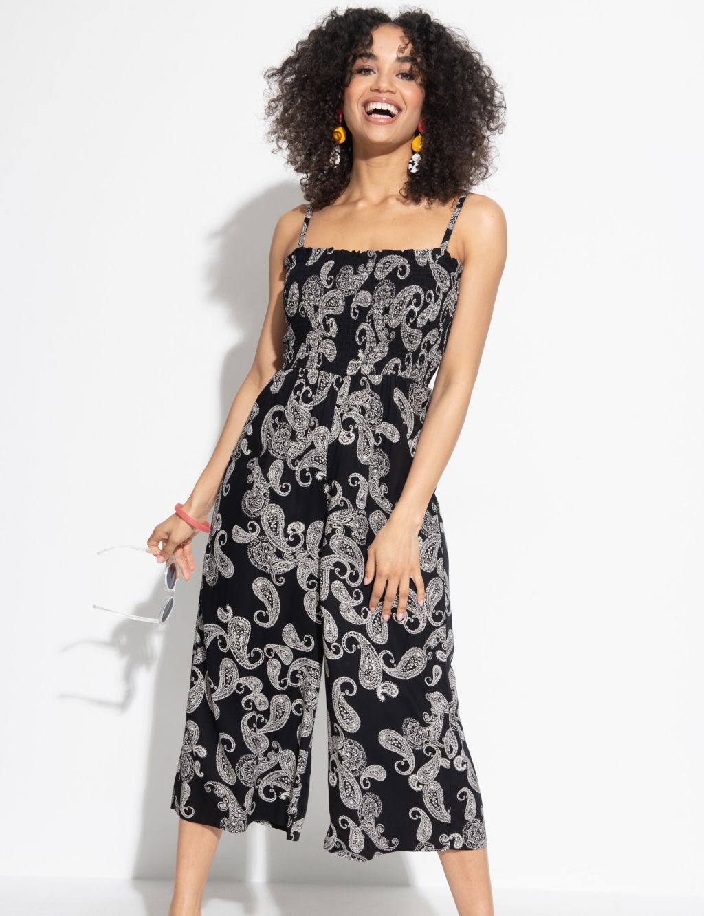 Printed Cropped Wide Leg Jumpsuit 3 of 5