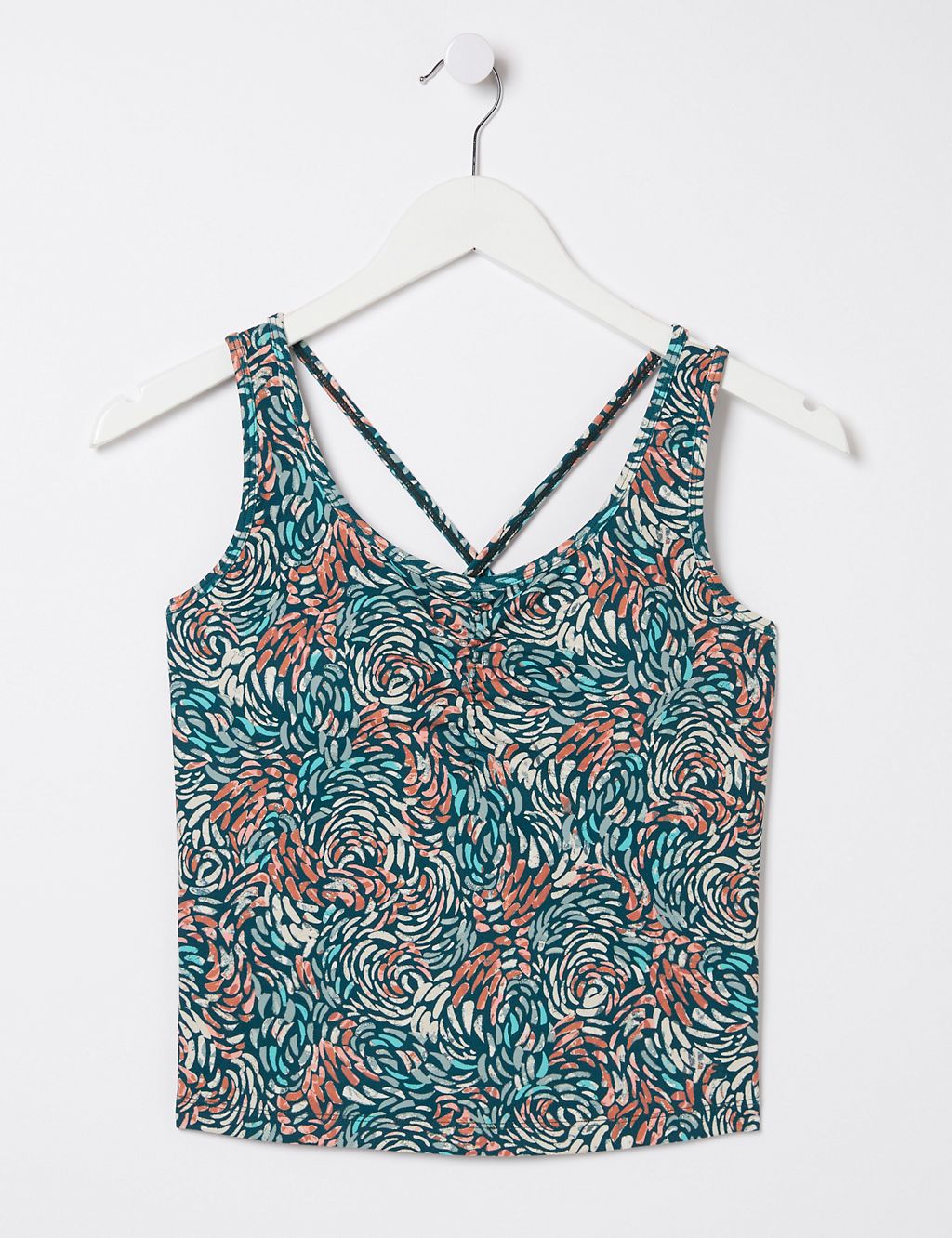 Printed Cross Back Fitted Crop Top 1 of 6