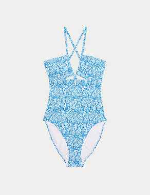 Printed Cut Out Halterneck Swimsuit Image 2 of 6